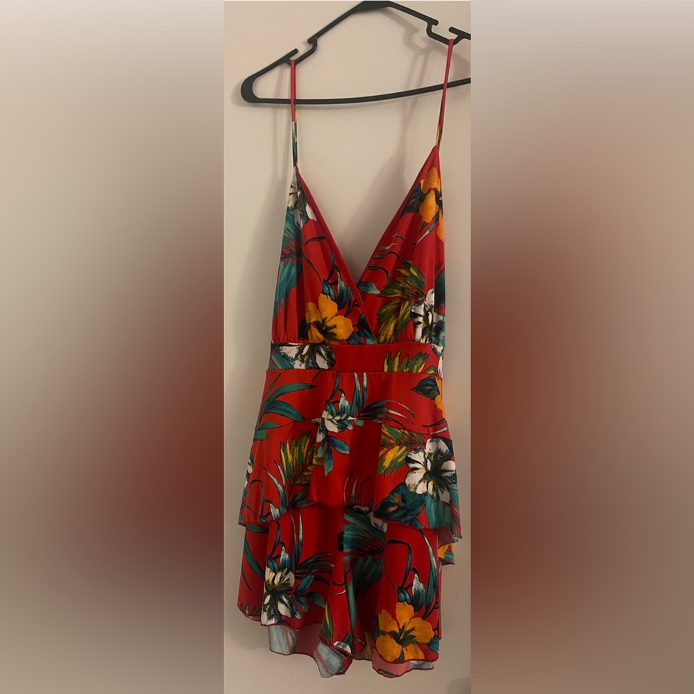Orange multi color tropical romper Size 3X